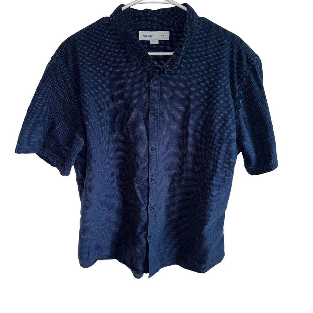 Old Navy - Navy blue button down polo short sleeve top